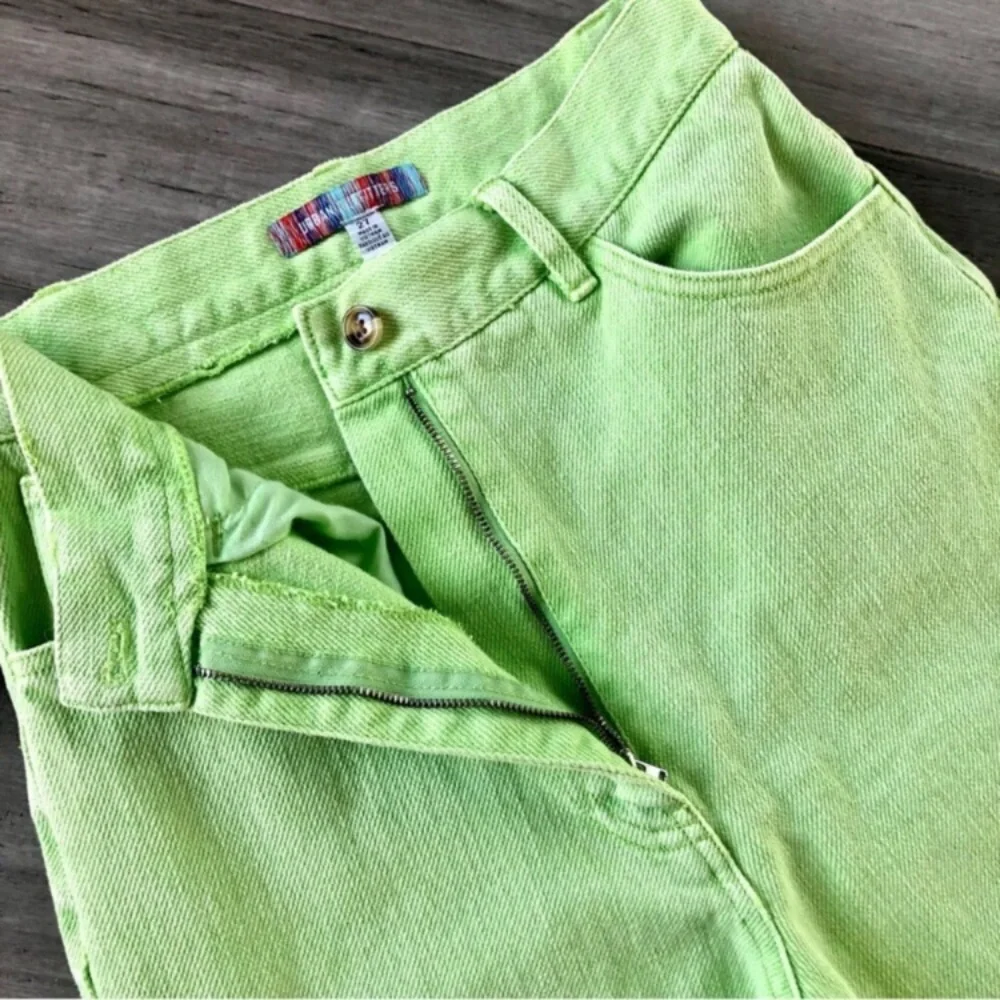 Urban Outfitters ‘Lena’ High Rise Wide Leg Pants in Lime - Picture 5 of 10